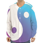 Purple And Blue Yin Yang Print Long Sleeve Baseball Jersey