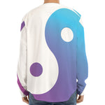 Purple And Blue Yin Yang Print Long Sleeve Baseball Jersey