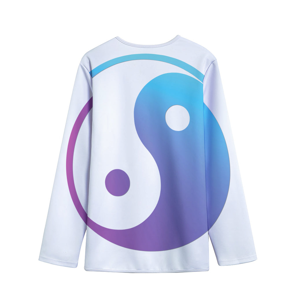 Purple And Blue Yin Yang Print Long Sleeve Short Coat