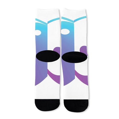 Purple And Blue Yin Yang Print Long Socks