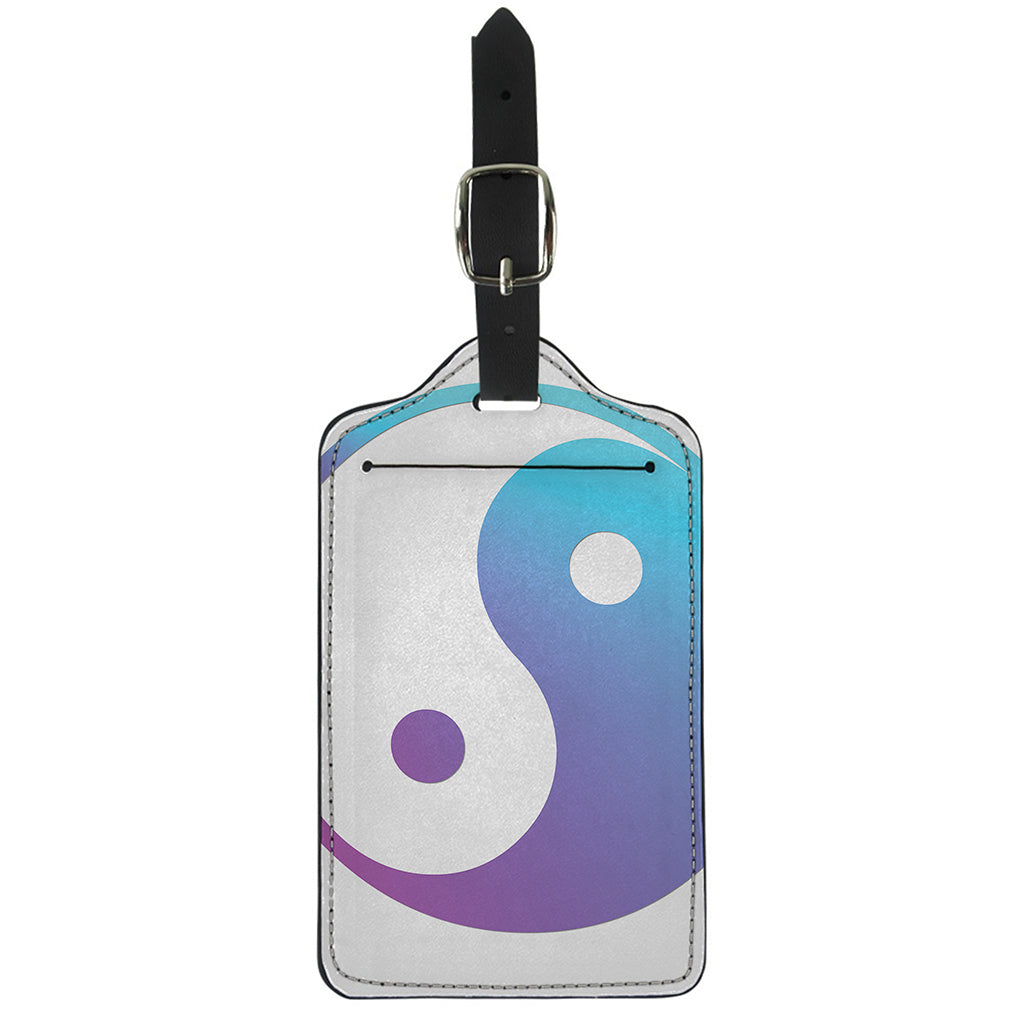 Purple And Blue Yin Yang Print Luggage Tag
