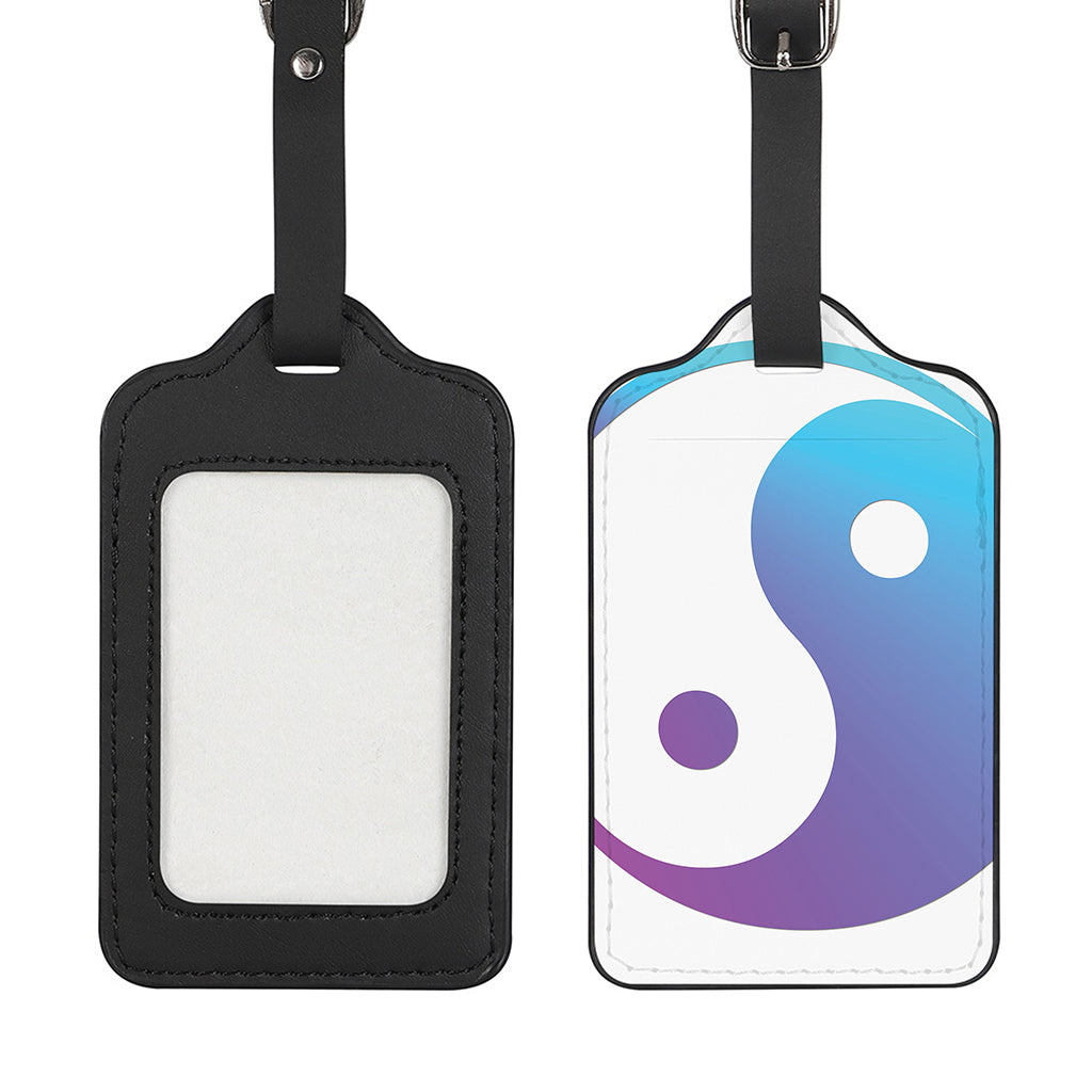 Purple And Blue Yin Yang Print Luggage Tag