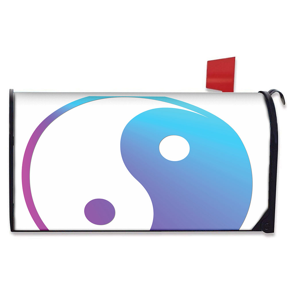 Purple And Blue Yin Yang Print Mailbox Cover