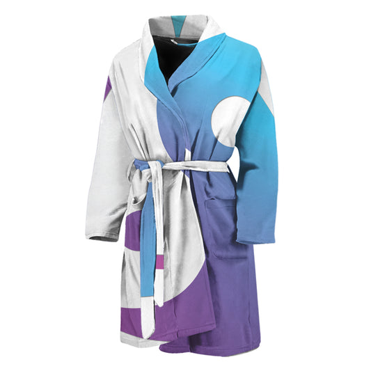 Purple And Blue Yin Yang Print Men's Bathrobe