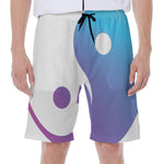 Purple And Blue Yin Yang Print Men's Beach Shorts