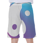 Purple And Blue Yin Yang Print Men's Beach Shorts