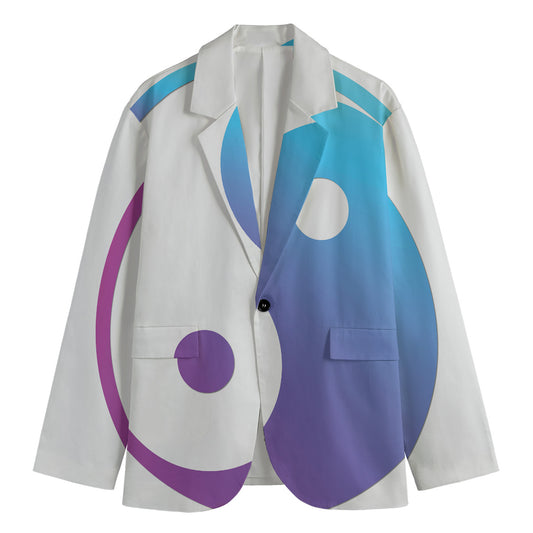 Purple And Blue Yin Yang Print Men's Blazer