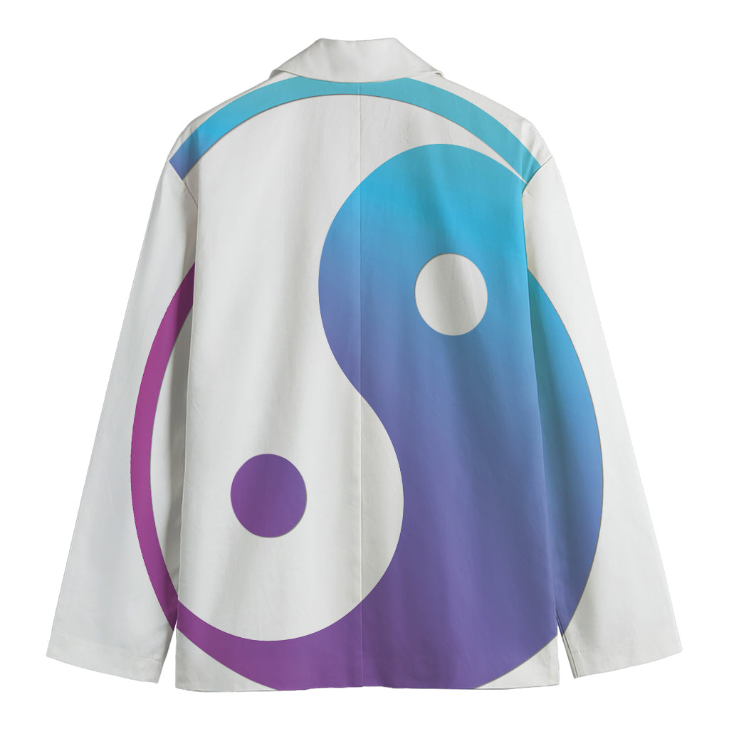 Purple And Blue Yin Yang Print Men's Blazer