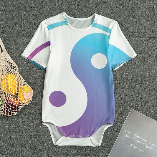 Purple And Blue Yin Yang Print Men's Bodysuit