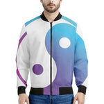 Purple And Blue Yin Yang Print Men's Bomber Jacket