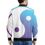 Purple And Blue Yin Yang Print Men's Bomber Jacket