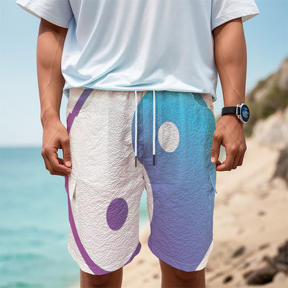 Purple And Blue Yin Yang Print Men's Cargo Shorts