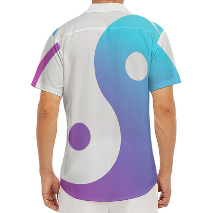 Purple And Blue Yin Yang Print Men's Deep V-Neck Shirt