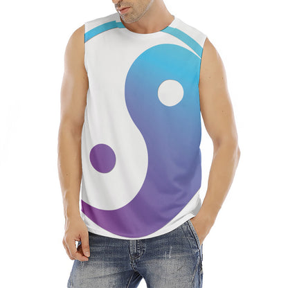 Purple And Blue Yin Yang Print Men's Fitness Tank Top