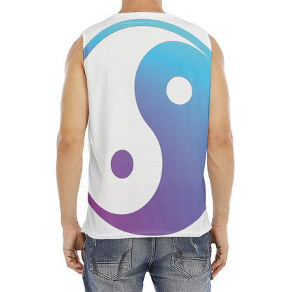 Purple And Blue Yin Yang Print Men's Fitness Tank Top