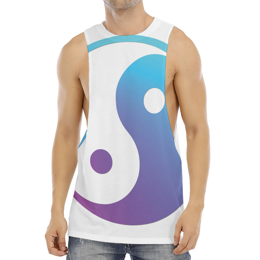 Purple And Blue Yin Yang Print Men's Muscle Tank Top