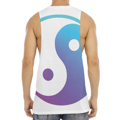 Purple And Blue Yin Yang Print Men's Muscle Tank Top