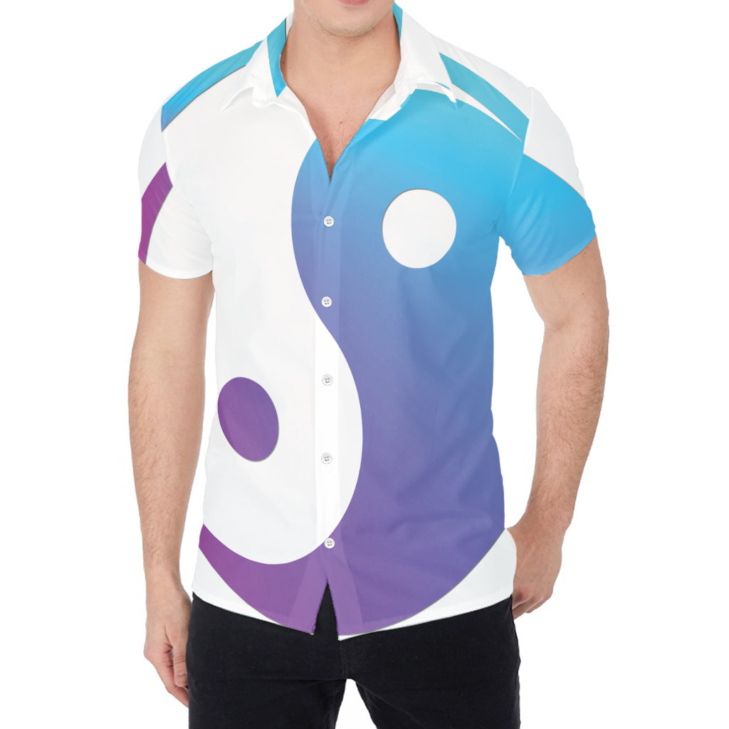 Purple And Blue Yin Yang Print Men's Shirt
