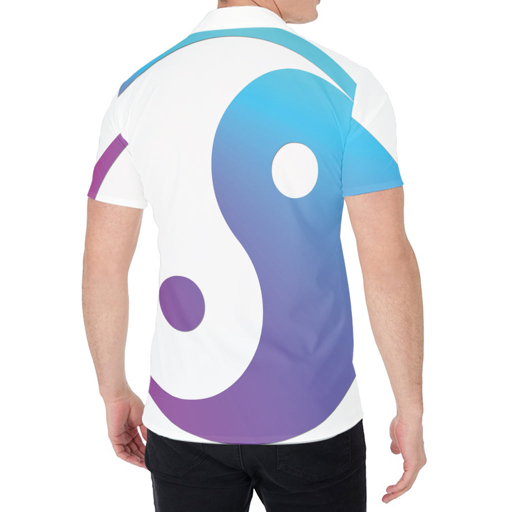 Purple And Blue Yin Yang Print Men's Shirt