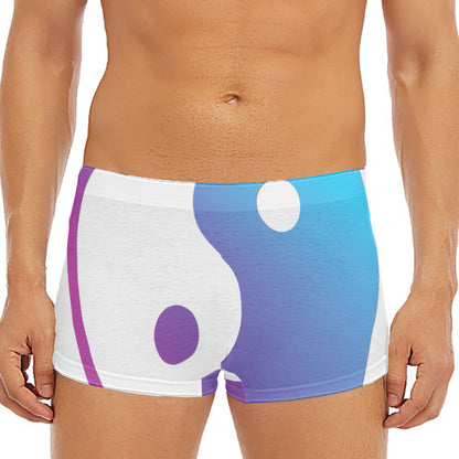 Purple And Blue Yin Yang Print Men's Short Boxer Briefs
