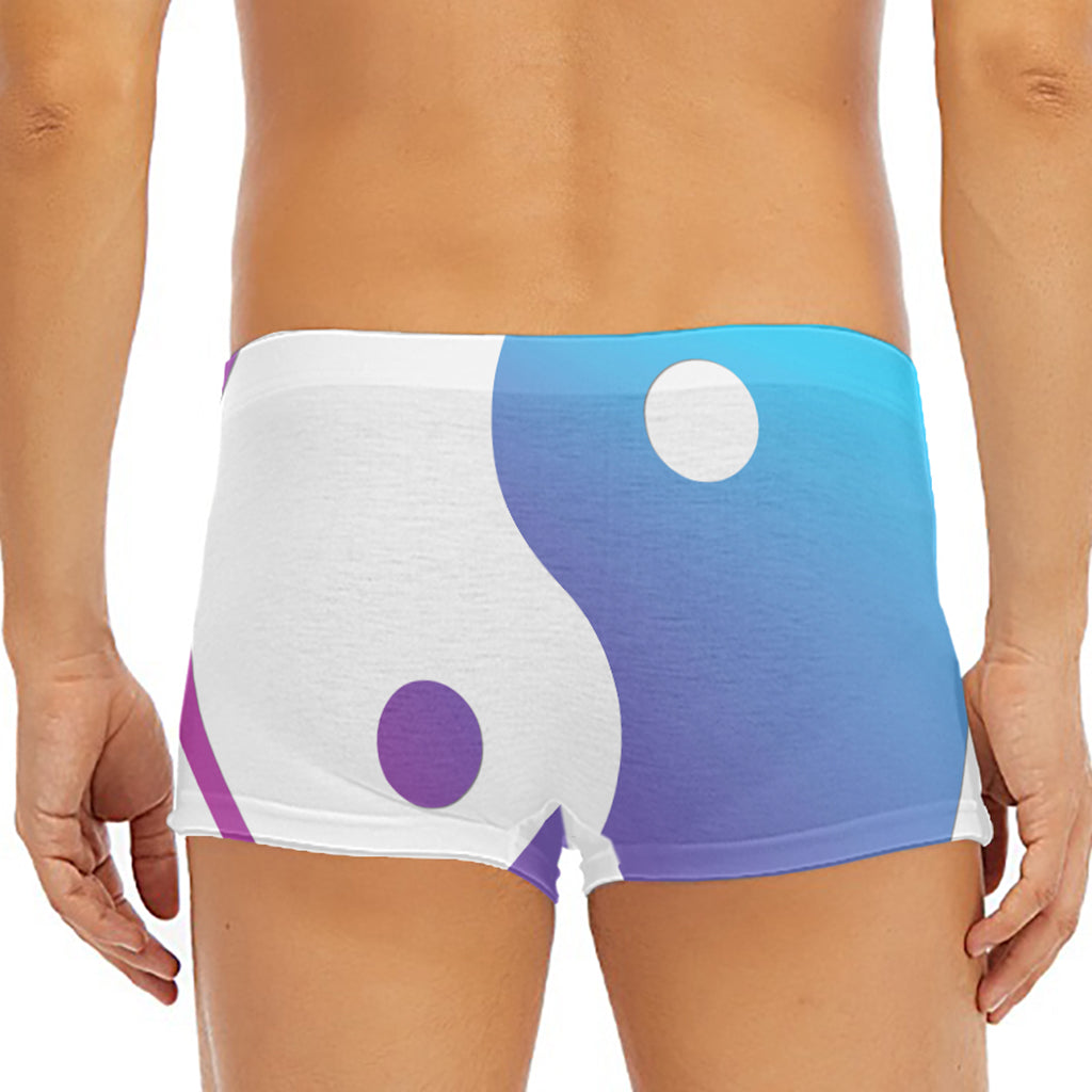 Purple And Blue Yin Yang Print Men's Short Boxer Briefs