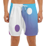 Purple And Blue Yin Yang Print Men's Split Running Shorts