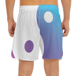 Purple And Blue Yin Yang Print Men's Split Running Shorts