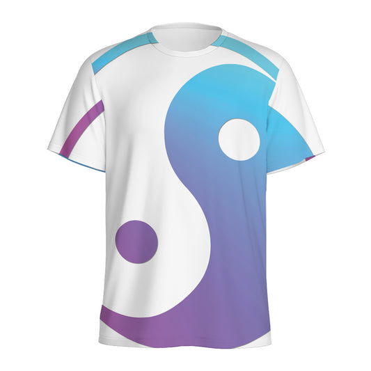 Purple And Blue Yin Yang Print Men's Sports T-Shirt