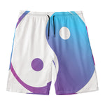Purple And Blue Yin Yang Print Men's Swim Trunks