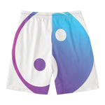 Purple And Blue Yin Yang Print Men's Swim Trunks