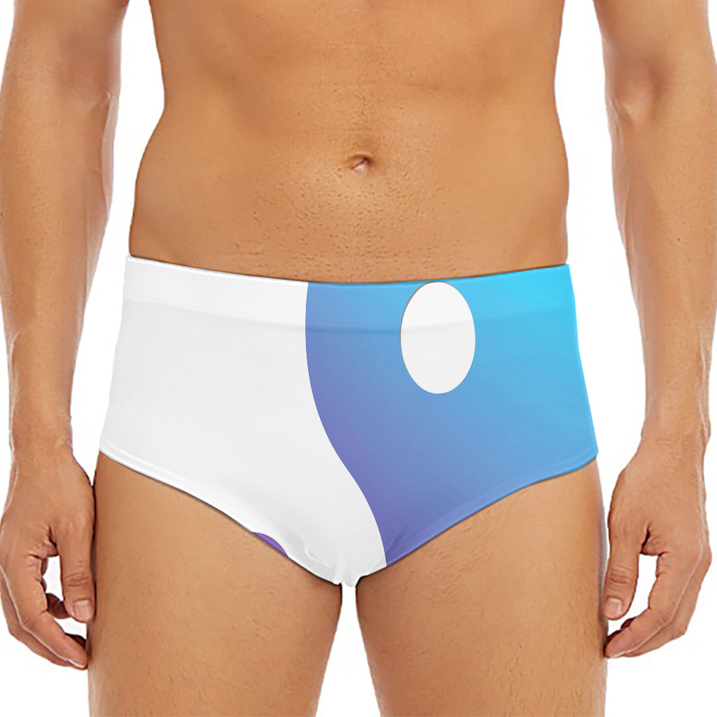 Purple And Blue Yin Yang Print Men's Triangle Swim Briefs