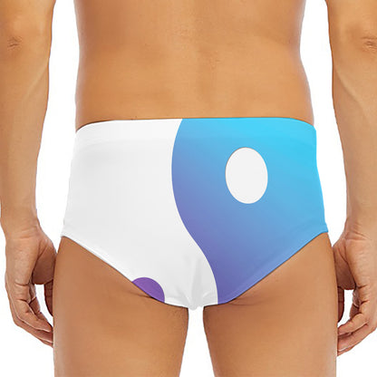 Purple And Blue Yin Yang Print Men's Triangle Swim Briefs