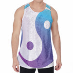 Purple And Blue Yin Yang Print Men's Velvet Tank Top