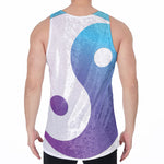 Purple And Blue Yin Yang Print Men's Velvet Tank Top