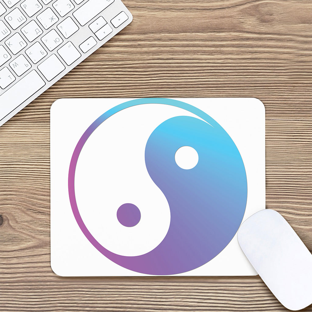 Purple And Blue Yin Yang Print Mouse Pad