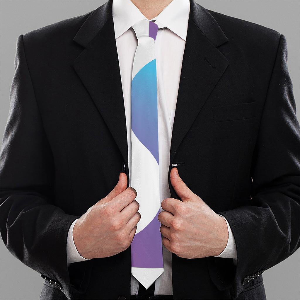 Purple And Blue Yin Yang Print Necktie