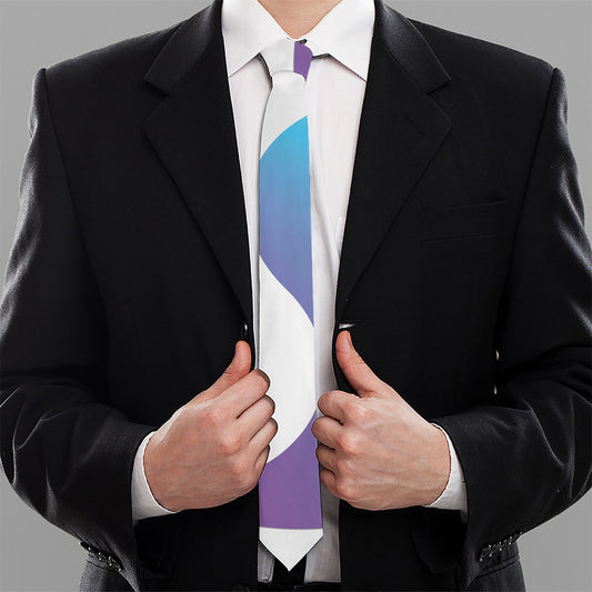Purple And Blue Yin Yang Print Necktie