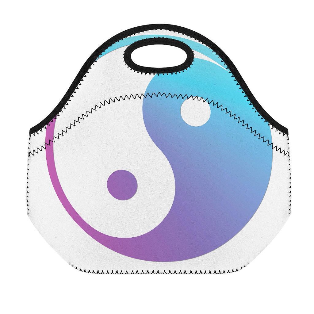 Purple And Blue Yin Yang Print Neoprene Lunch Bag
