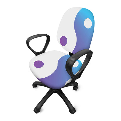 Purple And Blue Yin Yang Print Office Chair Cover