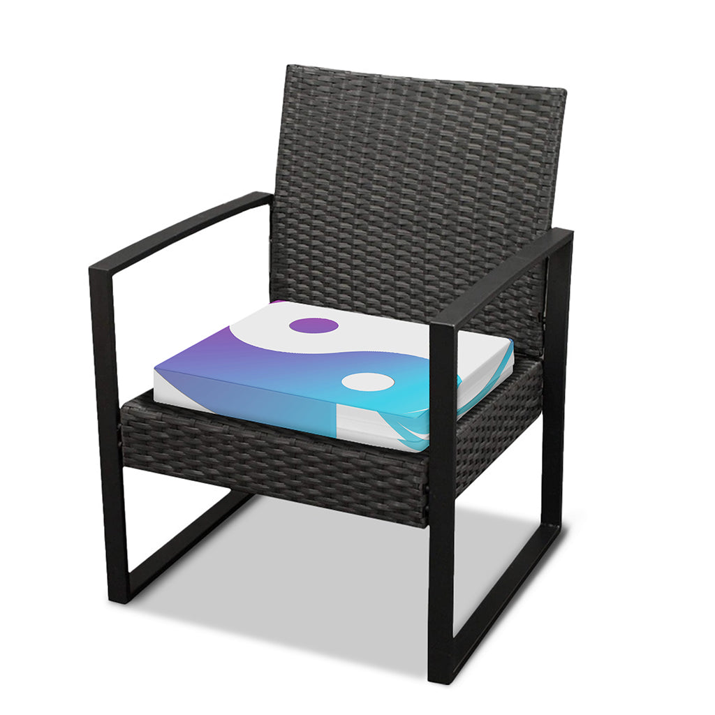 Purple And Blue Yin Yang Print Outdoor Seat Cushion Cover