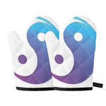 Purple And Blue Yin Yang Print Oven Mitts