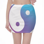 Purple And Blue Yin Yang Print Pencil Mini Skirt