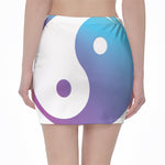 Purple And Blue Yin Yang Print Pencil Mini Skirt