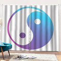 Purple And Blue Yin Yang Print Pencil Pleat Curtains