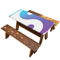 Purple And Blue Yin Yang Print Picnic Table Cover