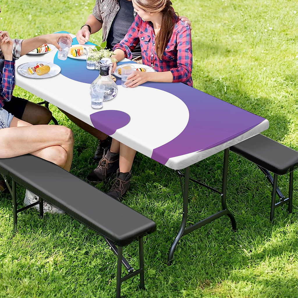 Purple And Blue Yin Yang Print Picnic Table Cover