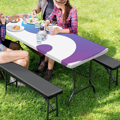 Purple And Blue Yin Yang Print Picnic Table Cover