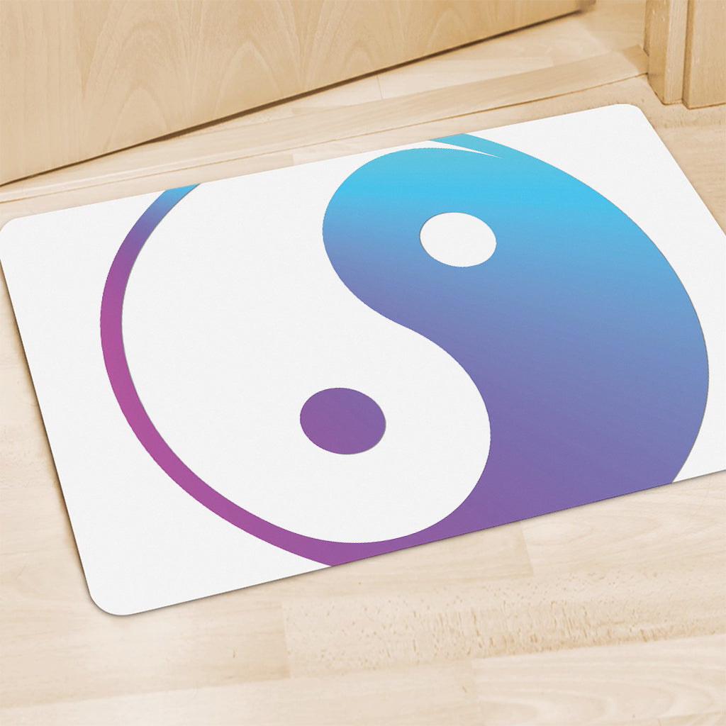 Purple And Blue Yin Yang Print Polyester Doormat