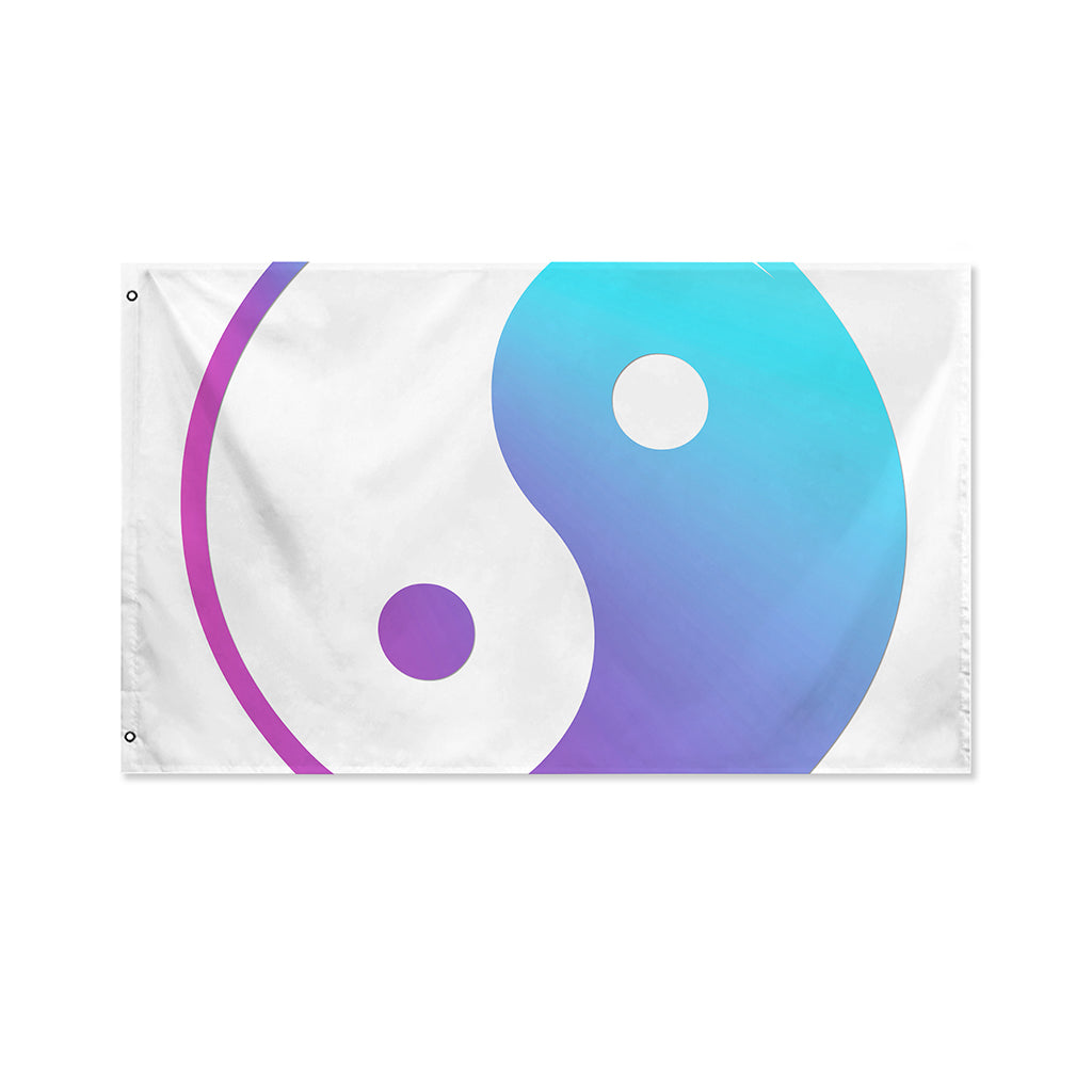 Purple And Blue Yin Yang Print Polyester Flag