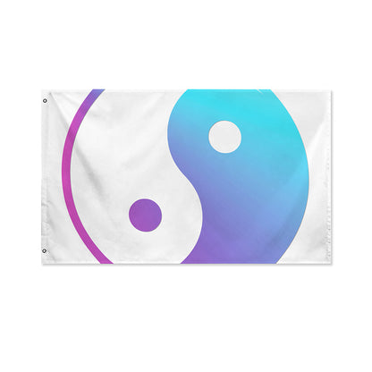 Purple And Blue Yin Yang Print Polyester Flag